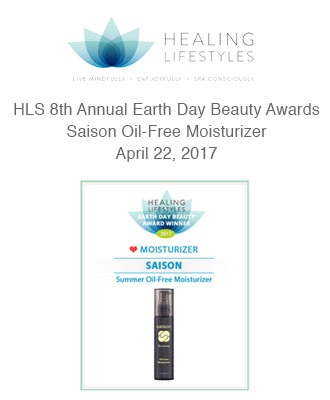Saison Summer Oil-Free Moisturizer Earth Day Award Winner